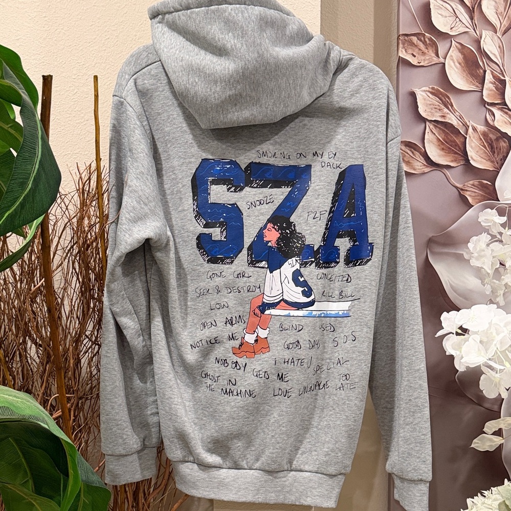 Gray Graphic Hoodie Skirt with SZA Sports Print - Picture 2 of 16